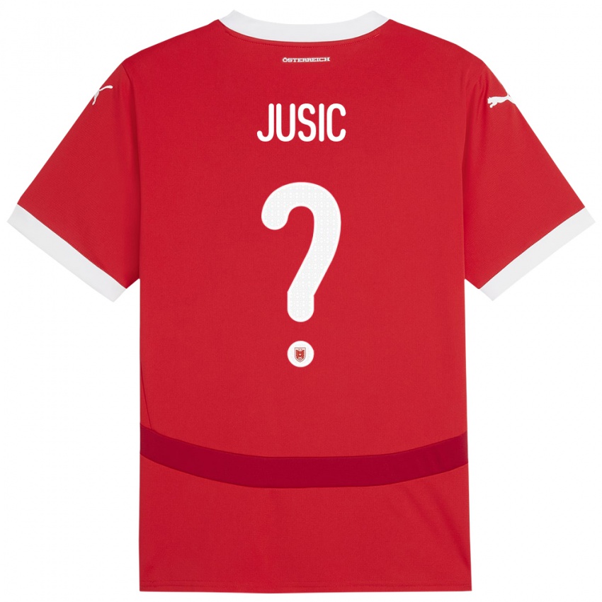 Herren Österreich Kenan Jusic #0 Rot Heimtrikot Trikot 24-26 T-Shirt Schweiz