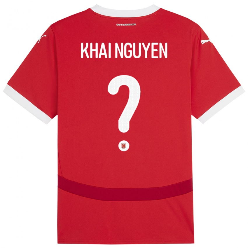 Herren Österreich Quoc Khai Nguyen #0 Rot Heimtrikot Trikot 24-26 T-Shirt Schweiz