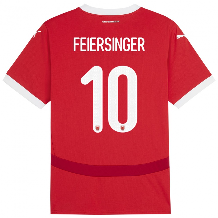 Herren Österreich Laura Feiersinger #10 Rot Heimtrikot Trikot 24-26 T-Shirt Schweiz