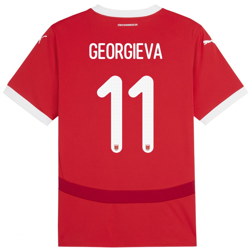 Herren Österreich Marina Georgieva #11 Rot Heimtrikot Trikot 24-26 T-Shirt Schweiz