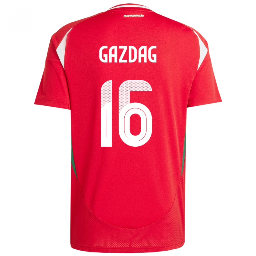 Herren Ungarn Dániel Gazdag #16 Rot Heimtrikot Trikot 24-26 T-Shirt Schweiz