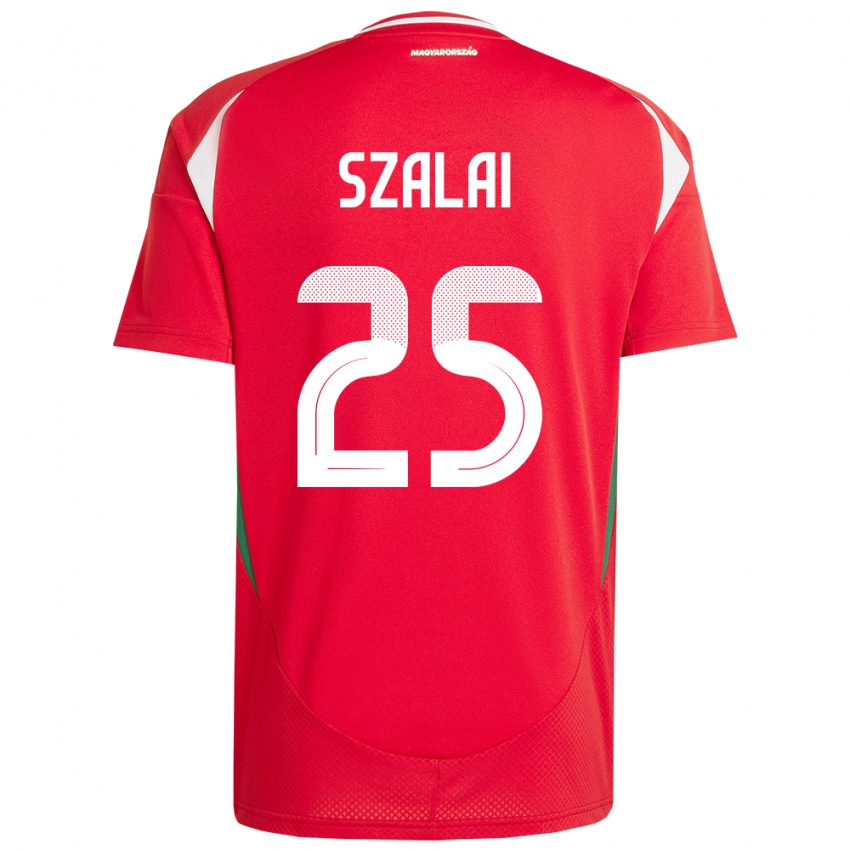 Herren Ungarn Gábor Szalai #25 Rot Heimtrikot Trikot 24-26 T-Shirt Schweiz