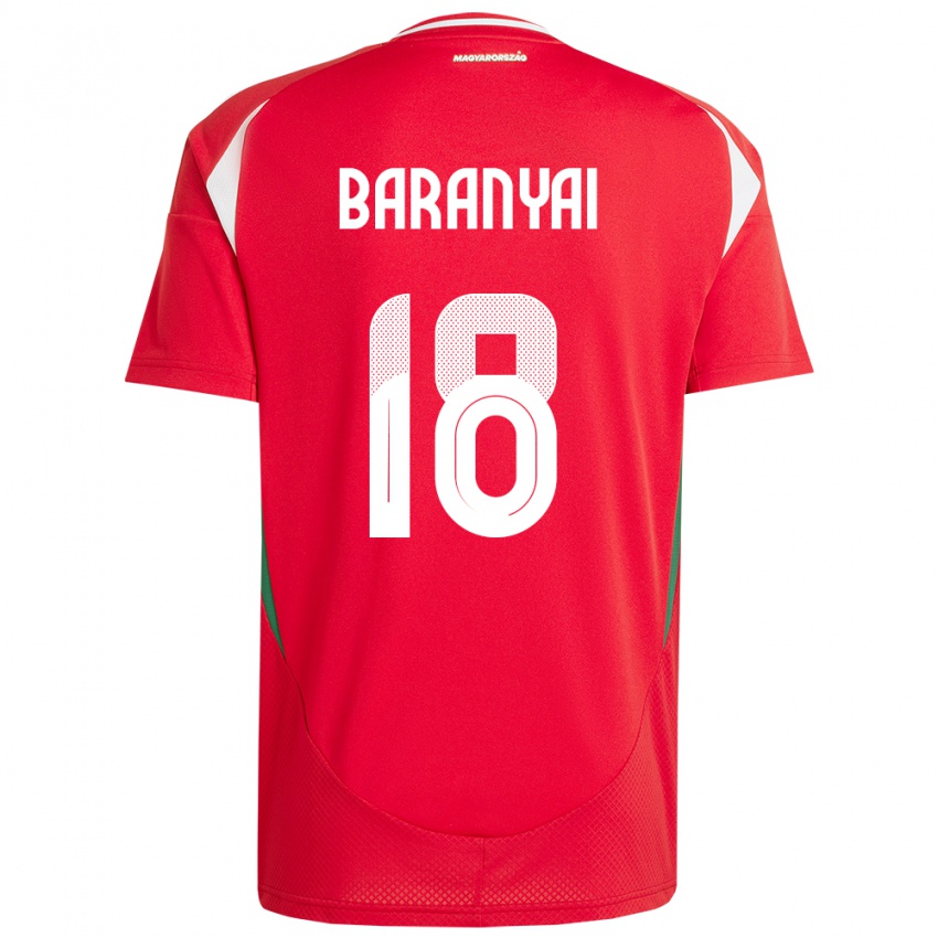 Herren Ungarn Nimród Baranyai #18 Rot Heimtrikot Trikot 24-26 T-Shirt Schweiz