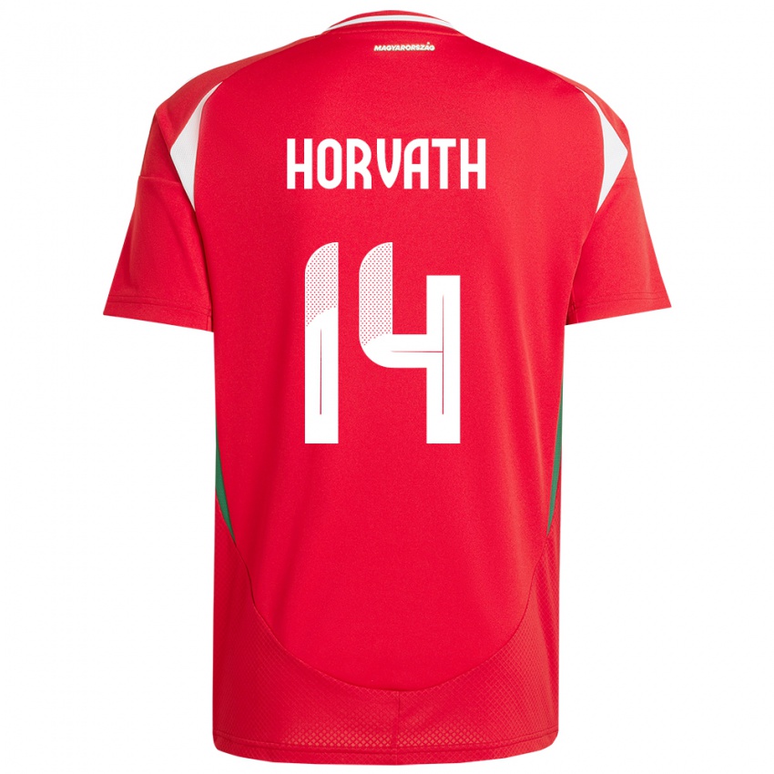 Herren Ungarn Artúr Horváth #14 Rot Heimtrikot Trikot 24-26 T-Shirt Schweiz