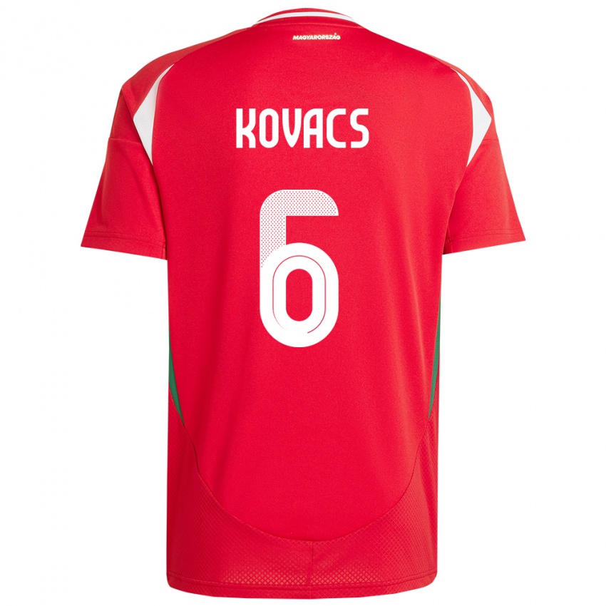 Herren Ungarn Noel Kovács #6 Rot Heimtrikot Trikot 24-26 T-Shirt Schweiz