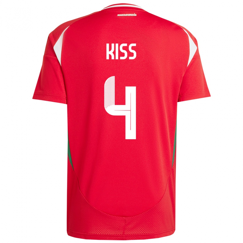 Herren Ungarn Bálint Kiss #4 Rot Heimtrikot Trikot 24-26 T-Shirt Schweiz