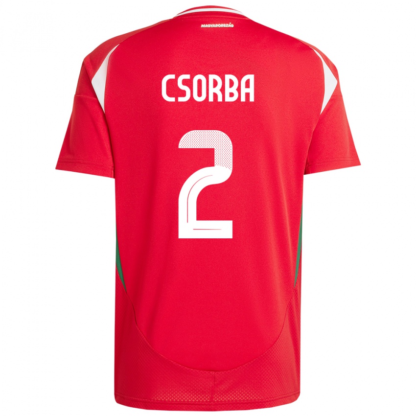 Herren Ungarn Dominik Csorba #2 Rot Heimtrikot Trikot 24-26 T-Shirt Schweiz