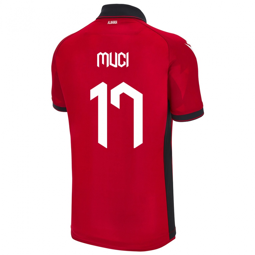 Herren Albanien Ernest Muci #17 Rot Heimtrikot Trikot 24-26 T-Shirt Schweiz