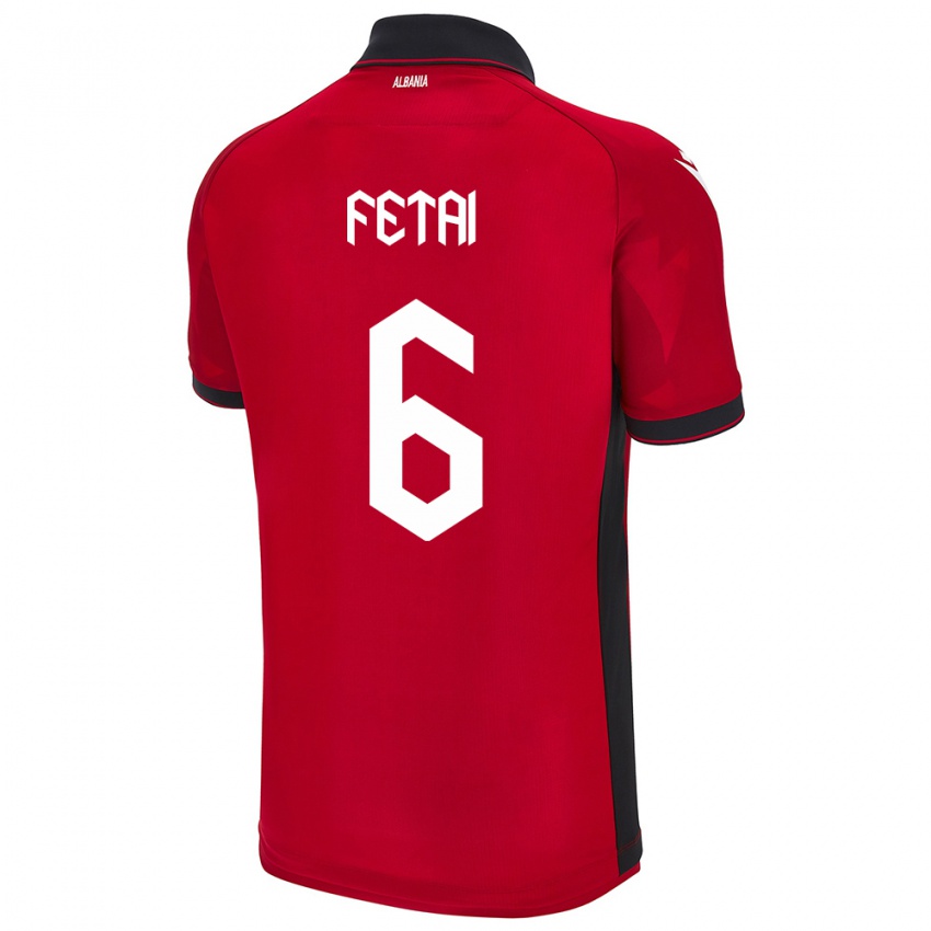 Herren Albanien Feta Fetai #6 Rot Heimtrikot Trikot 24-26 T-Shirt Schweiz