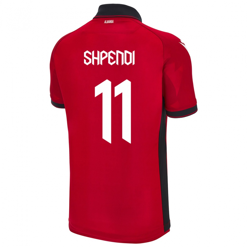 Herren Albanien Stiven Shpendi #11 Rot Heimtrikot Trikot 24-26 T-Shirt Schweiz