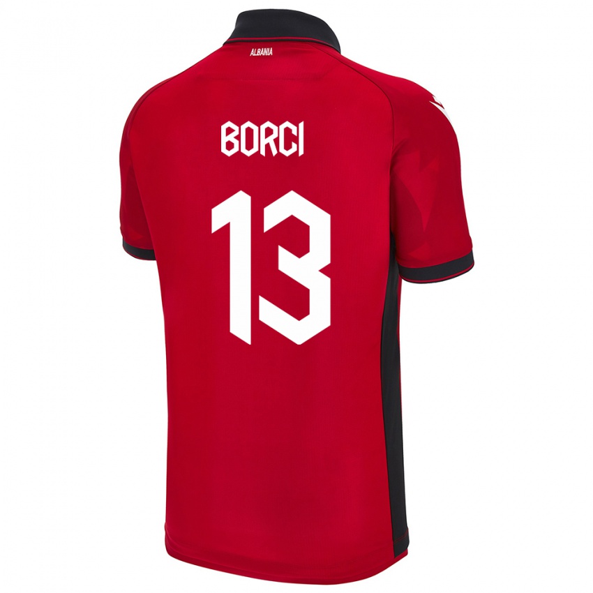 Herren Albanien Klaudia Borci #13 Rot Heimtrikot Trikot 24-26 T-Shirt Schweiz