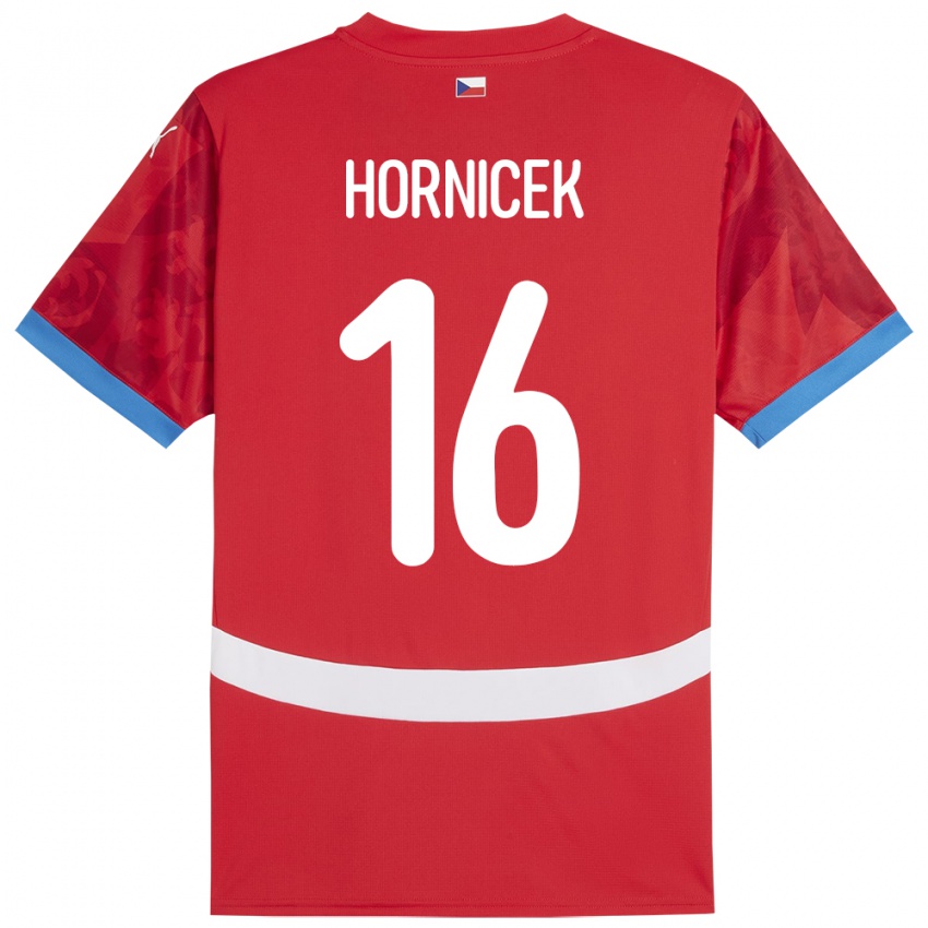 Herren Tschechien Lukas Hornicek #16 Rot Heimtrikot Trikot 24-26 T-Shirt Schweiz