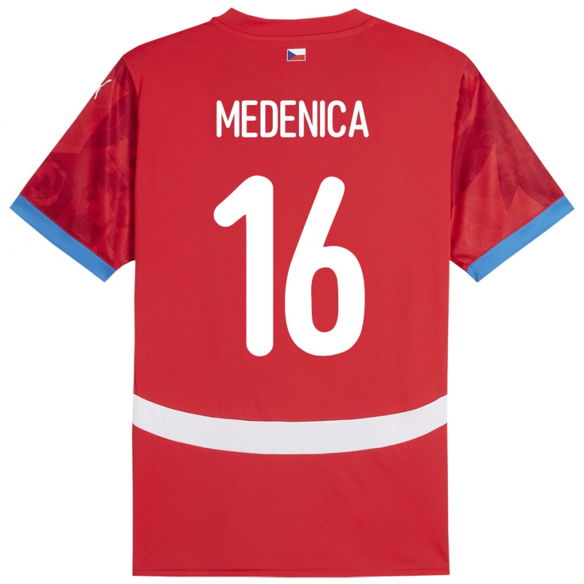 Herren Tschechien Djordjije Medenica #16 Rot Heimtrikot Trikot 24-26 T-Shirt Schweiz