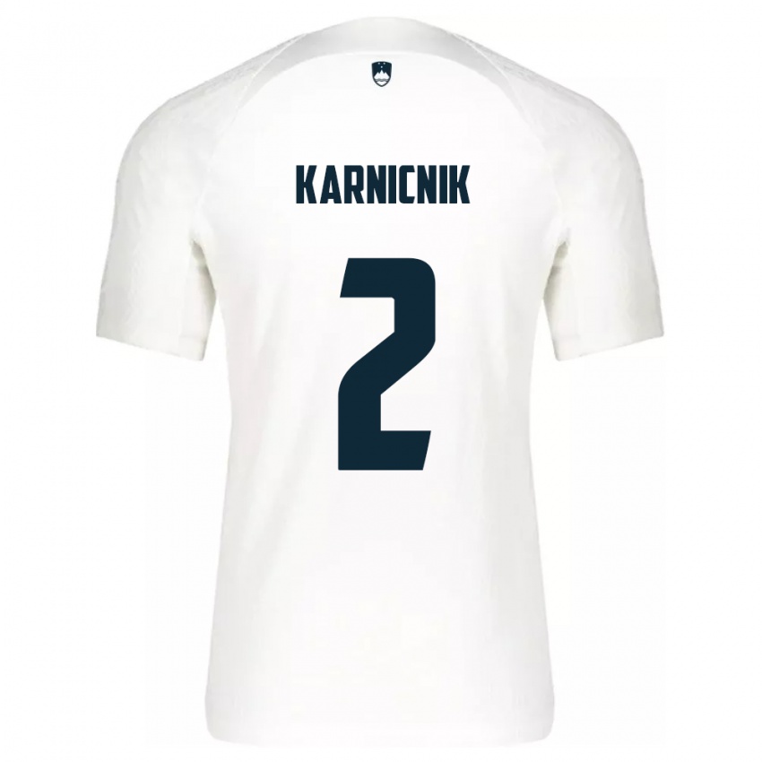 Herren Slowenien Zan Karnicnik #2 Weiß Heimtrikot Trikot 24-26 T-Shirt Schweiz