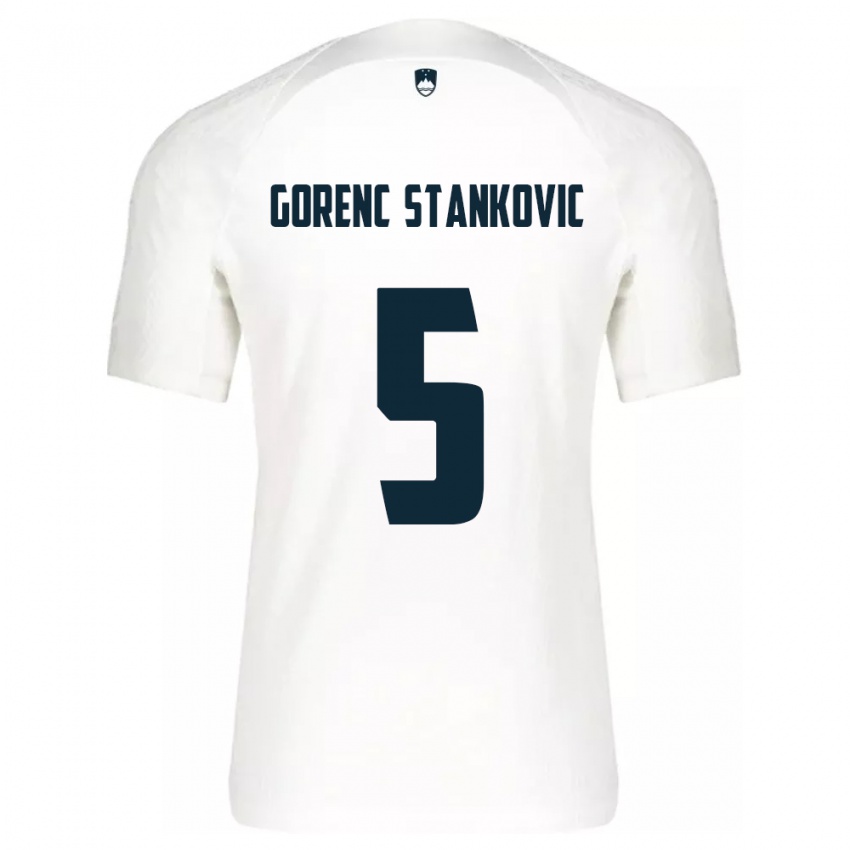 Herren Slowenien Jon Gorenc Stankovic #5 Weiß Heimtrikot Trikot 24-26 T-Shirt Schweiz