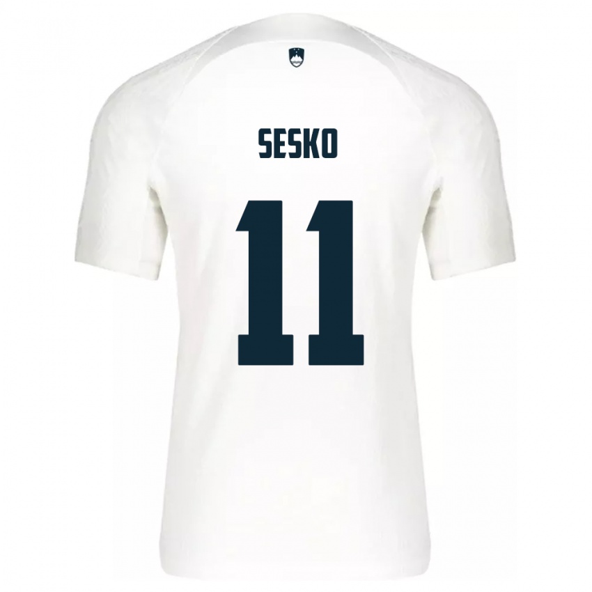 Herren Slowenien Benjamin Sesko #11 Weiß Heimtrikot Trikot 24-26 T-Shirt Schweiz