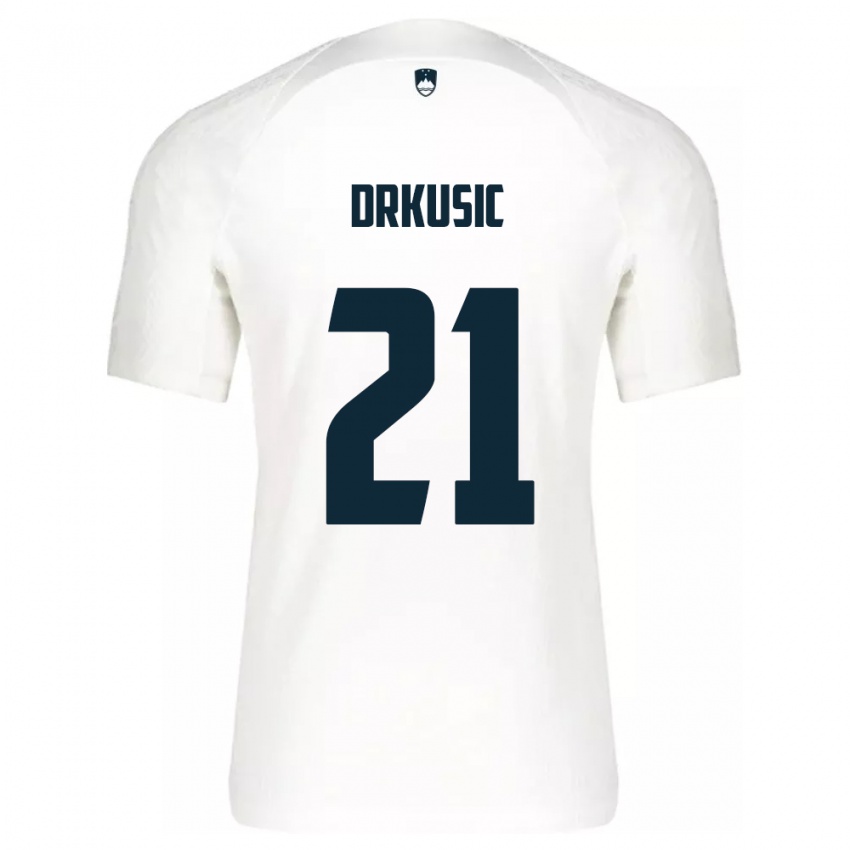 Herren Slowenien Vanja Drkusic #21 Weiß Heimtrikot Trikot 24-26 T-Shirt Schweiz