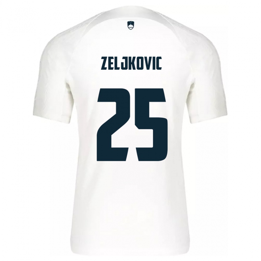 Herren Slowenien Adrian Zeljkovic #25 Weiß Heimtrikot Trikot 24-26 T-Shirt Schweiz