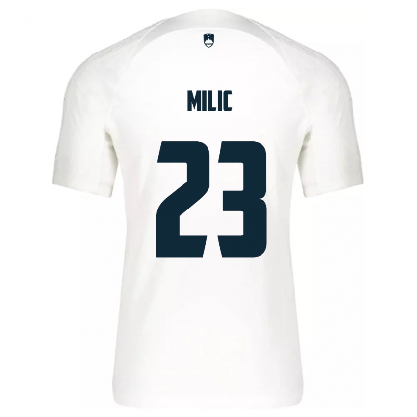 Herren Slowenien Nino Milic #23 Weiß Heimtrikot Trikot 24-26 T-Shirt Schweiz