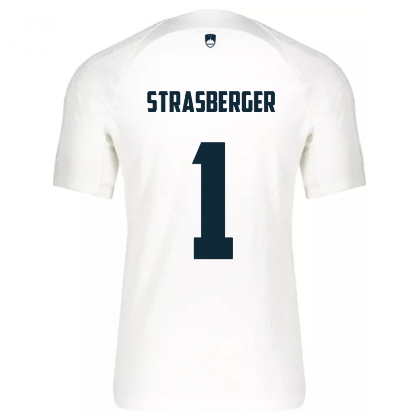 Herren Slowenien Tim Strasberger #1 Weiß Heimtrikot Trikot 24-26 T-Shirt Schweiz