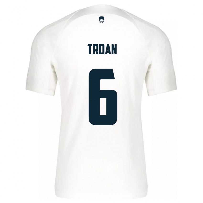 Herren Slowenien Miha Trdan #6 Weiß Heimtrikot Trikot 24-26 T-Shirt Schweiz