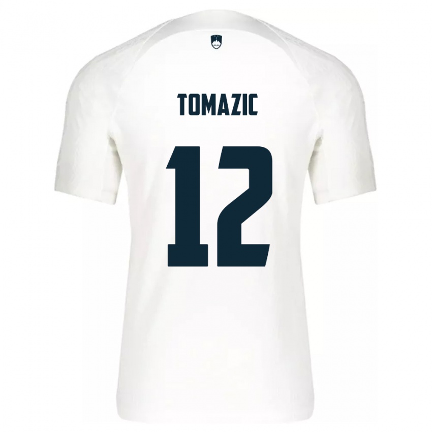 Herren Slowenien Lukas Tomazic #12 Weiß Heimtrikot Trikot 24-26 T-Shirt Schweiz