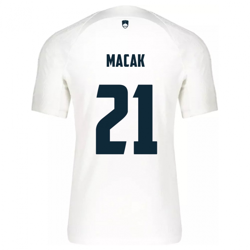 Herren Slowenien Lucas Macak #21 Weiß Heimtrikot Trikot 24-26 T-Shirt Schweiz