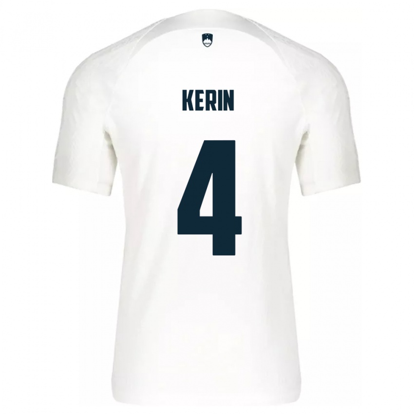 Herren Slowenien Mark Kerin #4 Weiß Heimtrikot Trikot 24-26 T-Shirt Schweiz