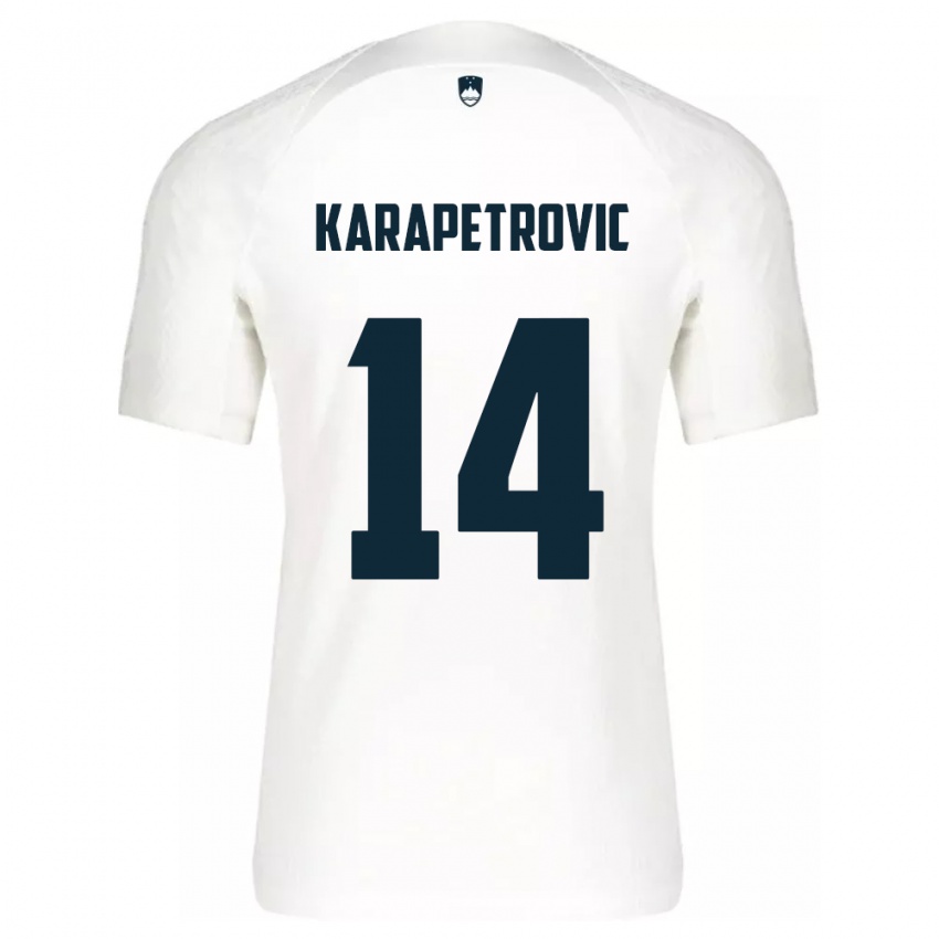 Herren Slowenien Luka Karapetrovic #14 Weiß Heimtrikot Trikot 24-26 T-Shirt Schweiz