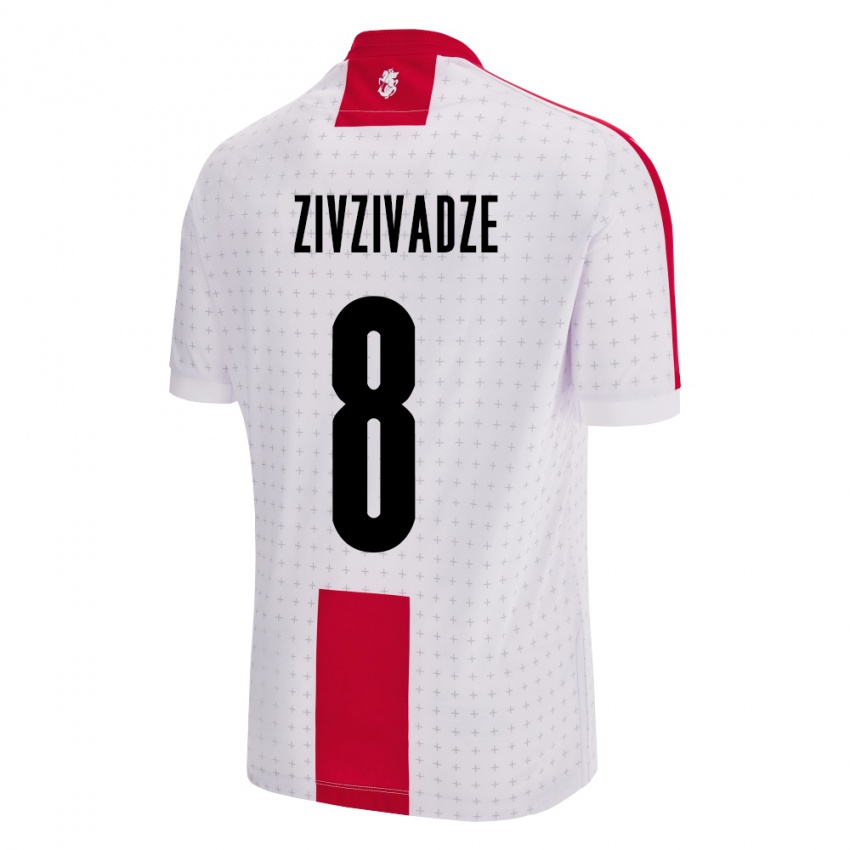 Herren Georgien Budu Zivzivadze #8 Weiß Heimtrikot Trikot 24-26 T-Shirt Schweiz