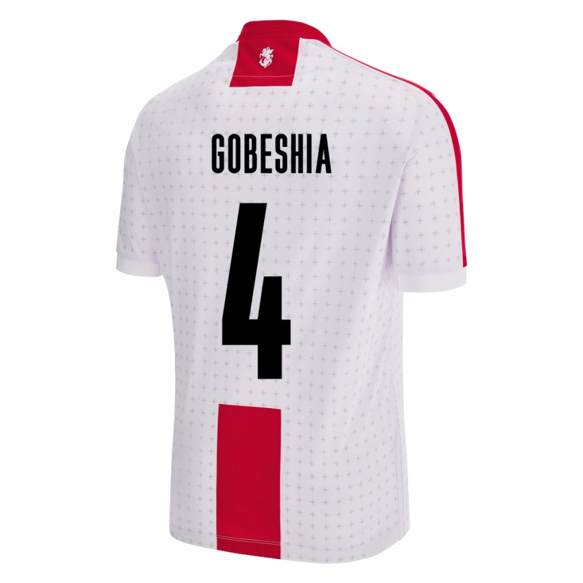 Herren Georgien Tengo Gobeshia #4 Weiß Heimtrikot Trikot 24-26 T-Shirt Schweiz