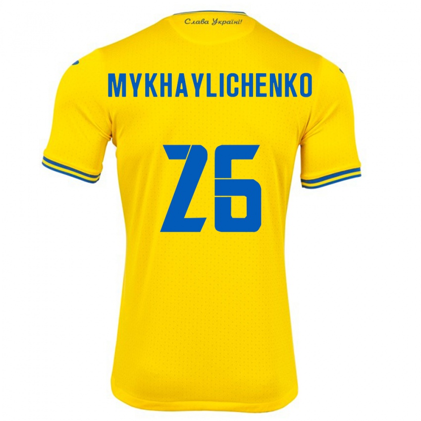 Herren Ukraine Bogdan Mykhaylichenko #26 Gelb Heimtrikot Trikot 24-26 T-Shirt Schweiz