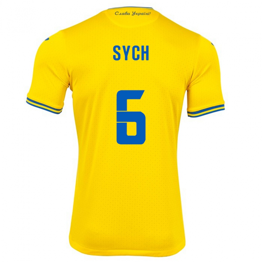 Herren Ukraine Oleksiy Sych #6 Gelb Heimtrikot Trikot 24-26 T-Shirt Schweiz