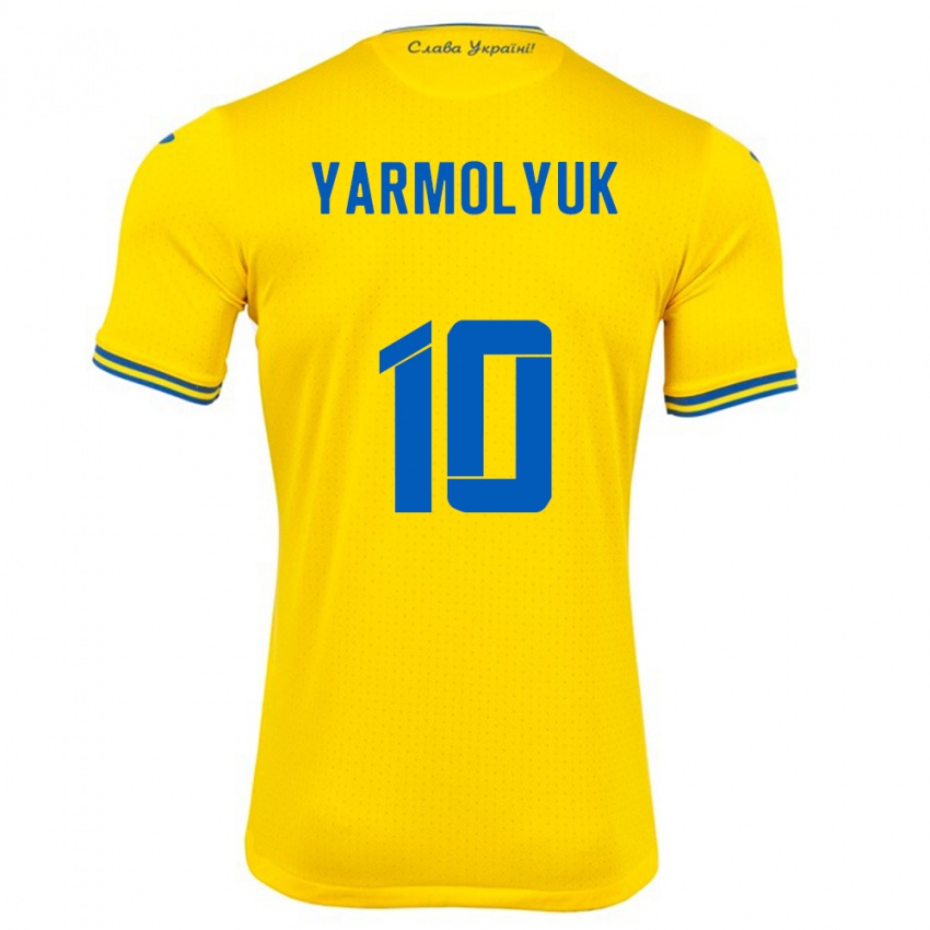 Herren Ukraine Yegor Yarmolyuk #10 Gelb Heimtrikot Trikot 24-26 T-Shirt Schweiz