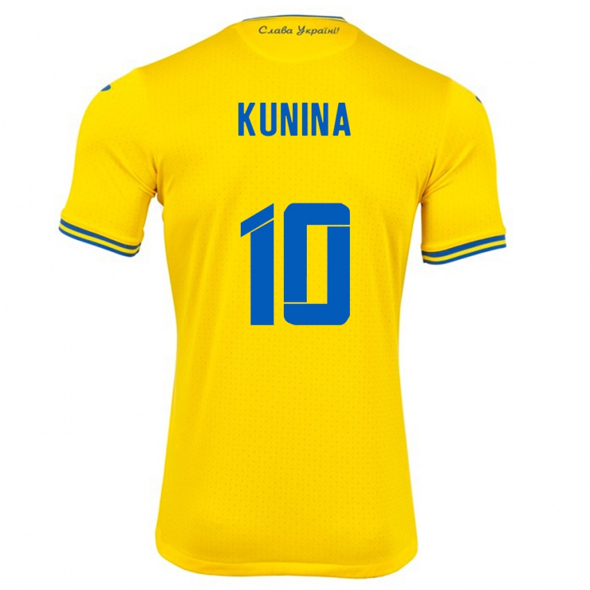 Herren Ukraine Nadiia Kunina #10 Gelb Heimtrikot Trikot 24-26 T-Shirt Schweiz