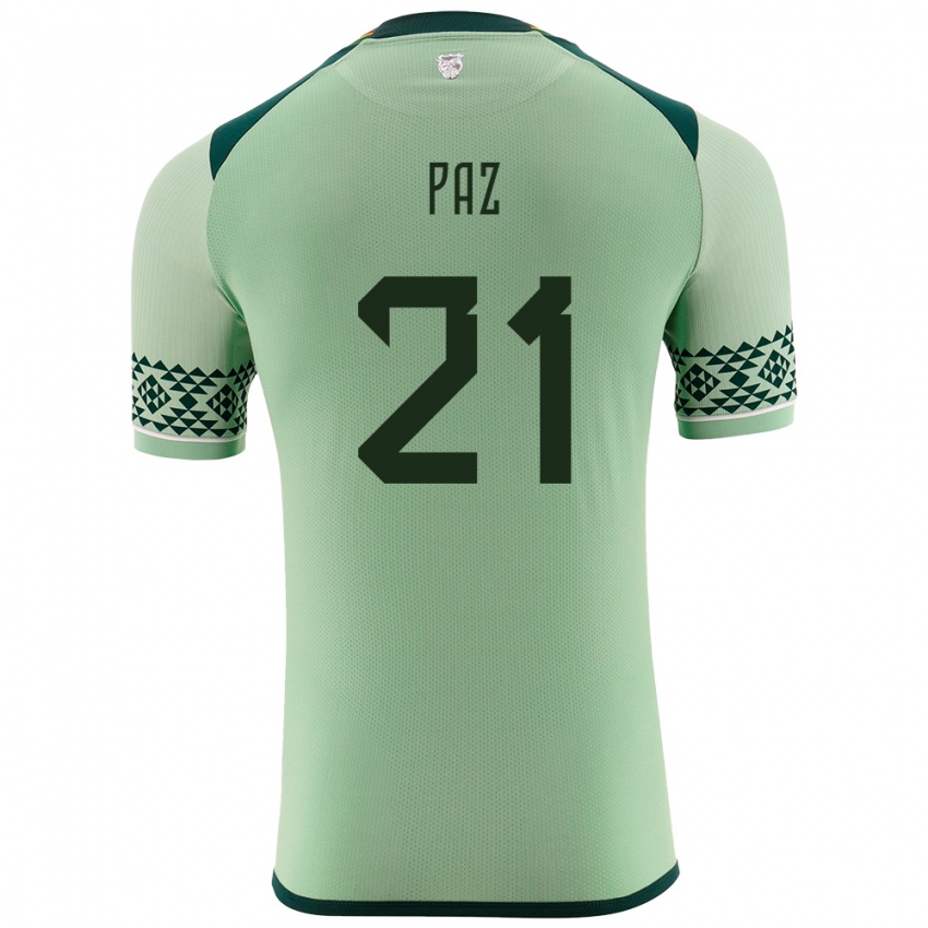 Herren Bolivien Luis Paz #21 Hellgrün Heimtrikot Trikot 24-26 T-Shirt Schweiz