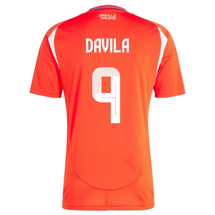 Herren Chile Víctor Dávila #9 Rot Heimtrikot Trikot 24-26 T-Shirt Schweiz