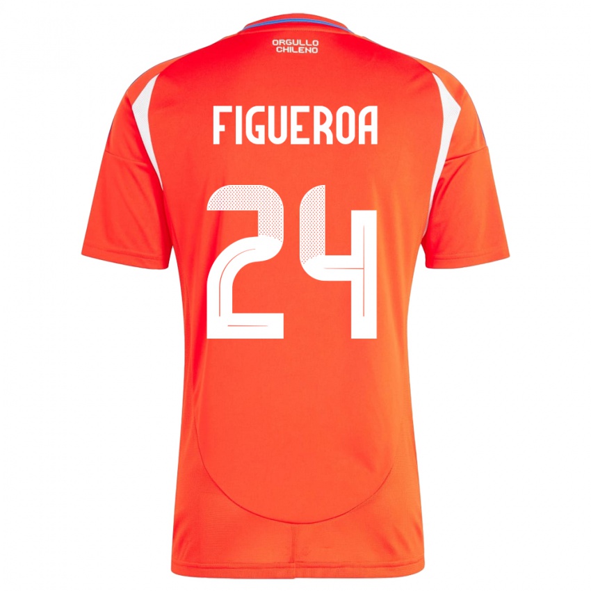 Herren Chile Ámbar Figueroa #24 Rot Heimtrikot Trikot 24-26 T-Shirt Schweiz