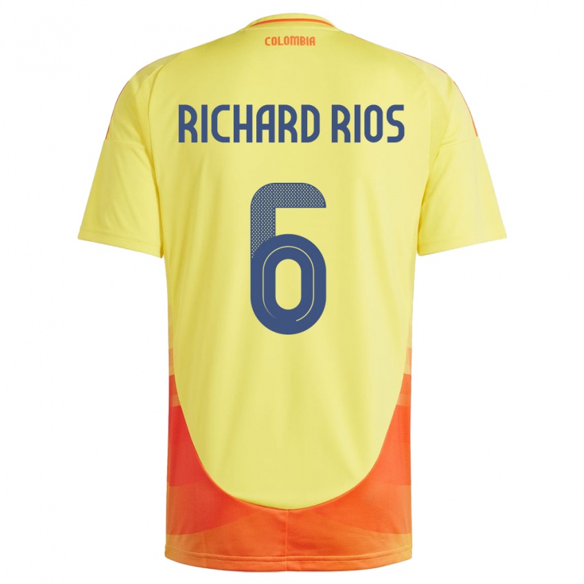 Herren Kolumbien Richard Ríos #6 Gelb Heimtrikot Trikot 24-26 T-Shirt Schweiz