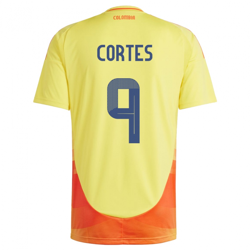 Herren Kolumbien Carlos Cortés #9 Gelb Heimtrikot Trikot 24-26 T-Shirt Schweiz