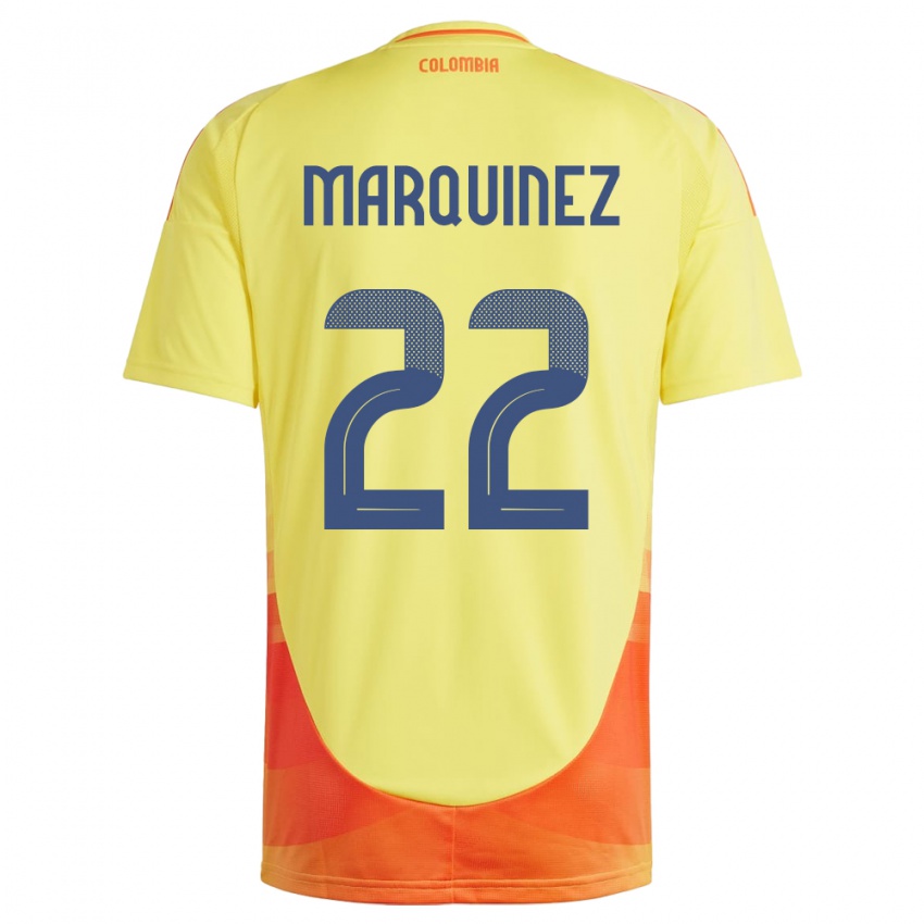 Herren Kolumbien Luis Marquinez #22 Gelb Heimtrikot Trikot 24-26 T-Shirt Schweiz
