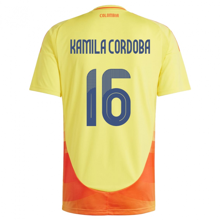 Herren Kolumbien Sara Kamila Córdoba #16 Gelb Heimtrikot Trikot 24-26 T-Shirt Schweiz