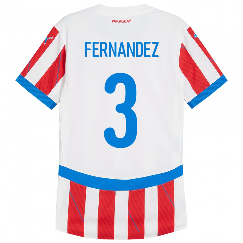 Herren Paraguay Roberto Fernández #3 Weiß Rot Heimtrikot Trikot 24-26 T-Shirt Schweiz