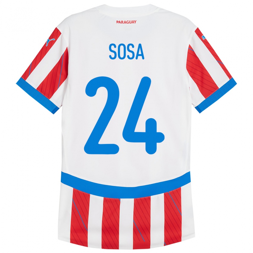 Herren Paraguay Ramón Sosa #24 Weiß Rot Heimtrikot Trikot 24-26 T-Shirt Schweiz