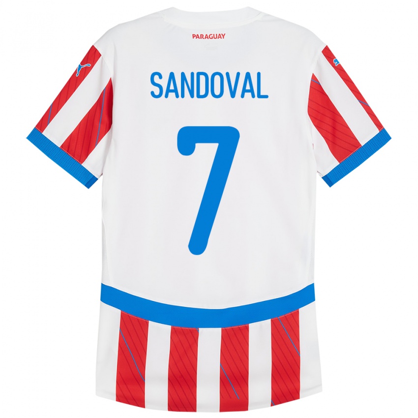 Herren Paraguay Fabiola Sandoval #7 Weiß Rot Heimtrikot Trikot 24-26 T-Shirt Schweiz