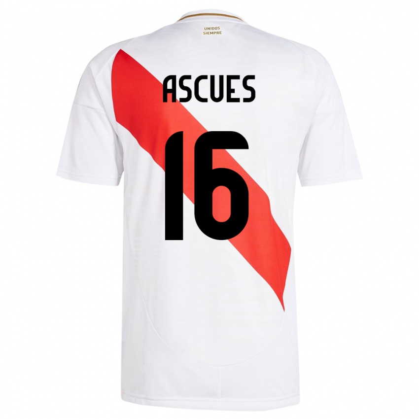 Herren Peru Carlos Ascues #16 Weiß Heimtrikot Trikot 24-26 T-Shirt Schweiz