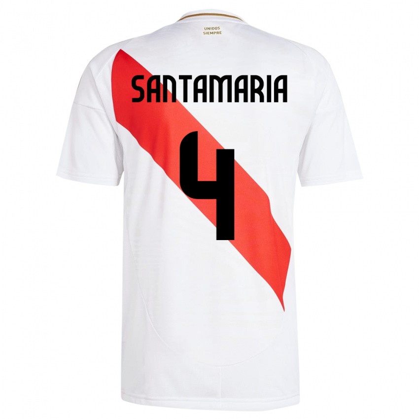 Herren Peru Anderson Santamaría #4 Weiß Heimtrikot Trikot 24-26 T-Shirt Schweiz