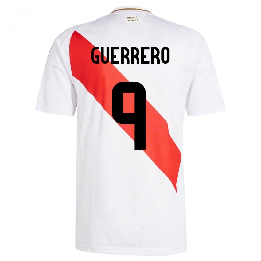 Herren Peru Paolo Guerrero #9 Weiß Heimtrikot Trikot 24-26 T-Shirt Schweiz