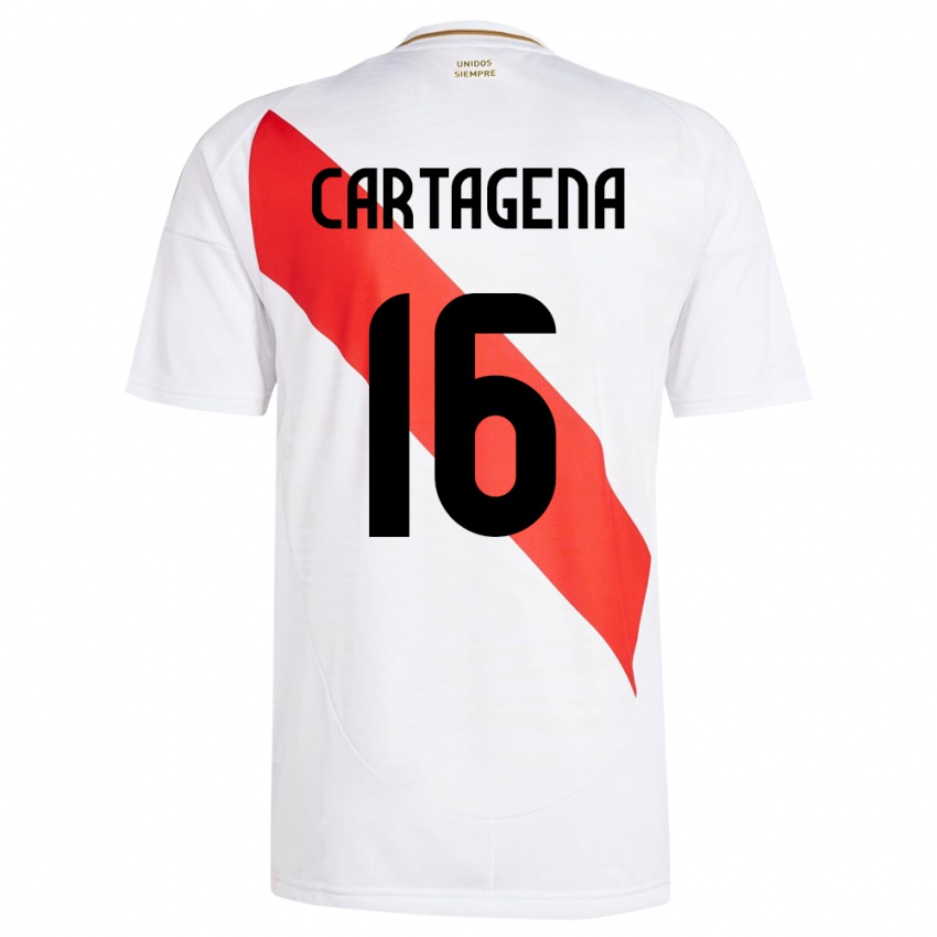 Herren Peru Wilder Cartagena #16 Weiß Heimtrikot Trikot 24-26 T-Shirt Schweiz