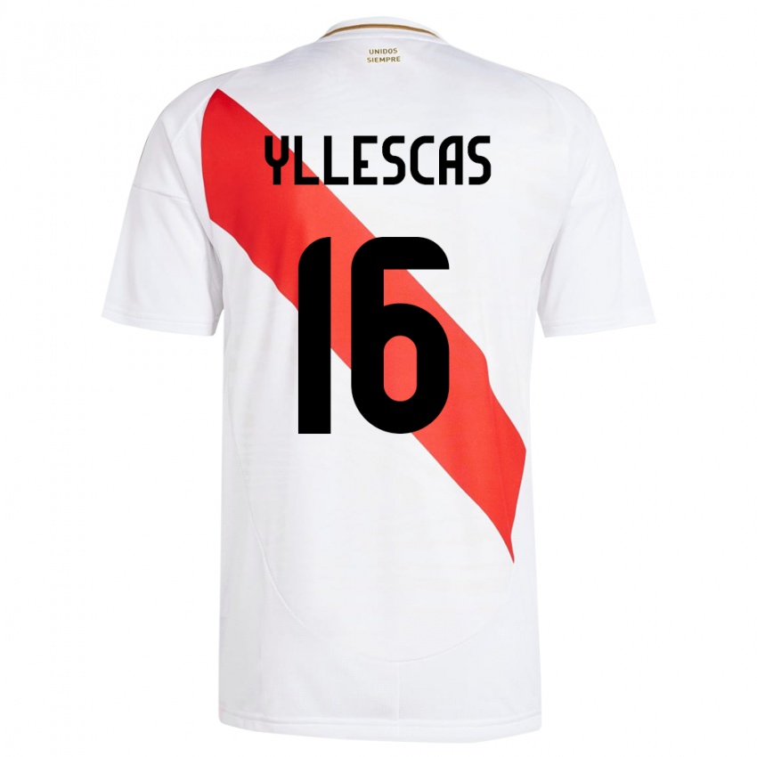 Herren Peru Jhosenffer Yllescas #16 Weiß Heimtrikot Trikot 24-26 T-Shirt Schweiz